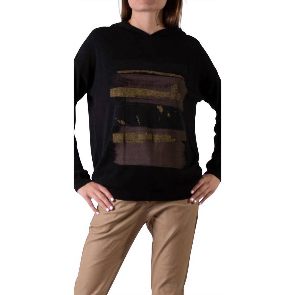 NEW GIGI MODA maya knit long sleeve hoodie in black